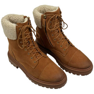 Sam Edelman Aleia Womens Saddle Suede Combat Boots Size 8M Faux Fur New $200